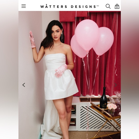 By Watters Strapless White Mini Dress - Bow is removable - Picture 7 of 10